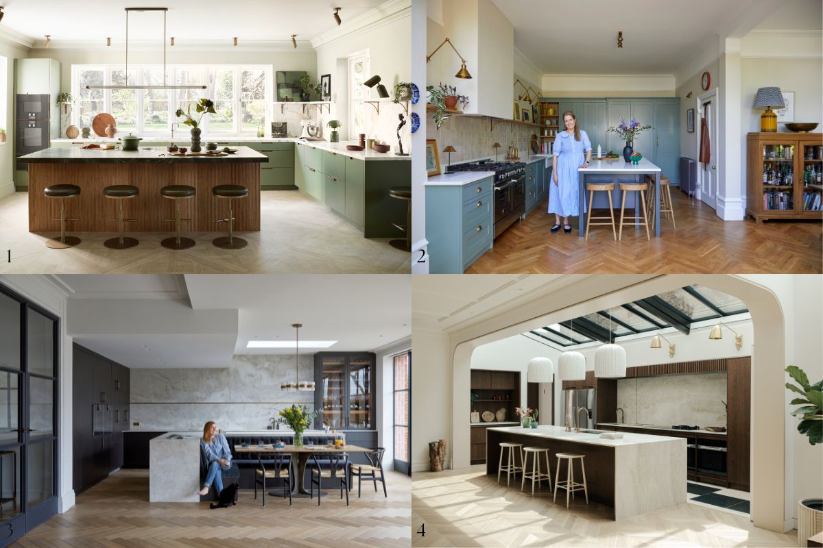 Four real kitchen case studies, from calming green designs to sleek wood and marble schemes.