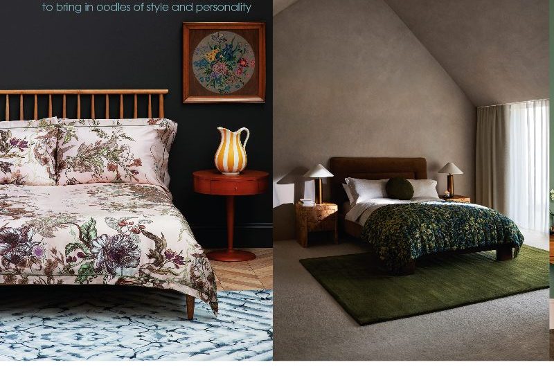 Magazine feature about creative bedroom wall and floor coverings.