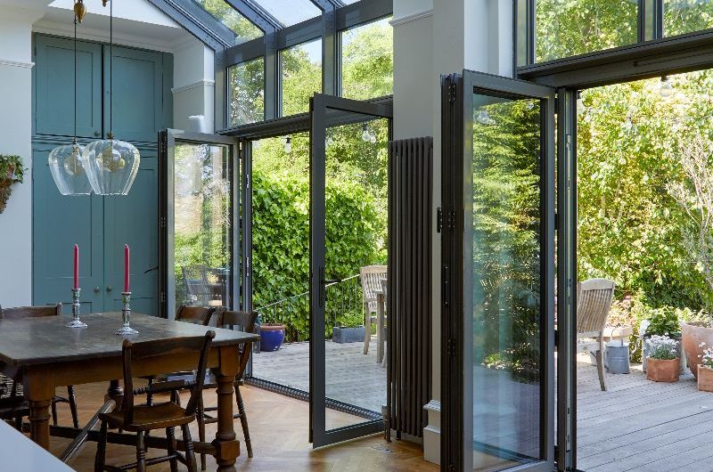 Wide, open expanse of glazing leading to the garden.