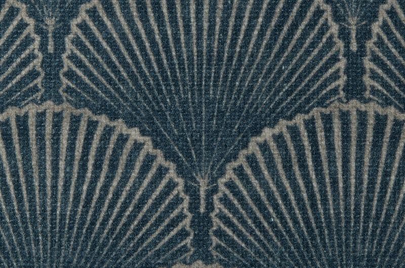 An Art Deco fabric in blue.