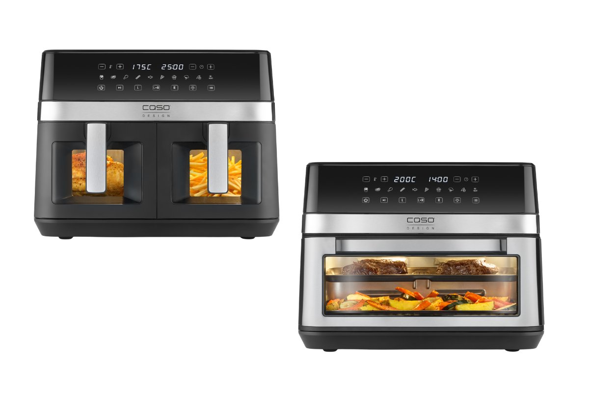 Air fryers with smart functions and dual baskets.