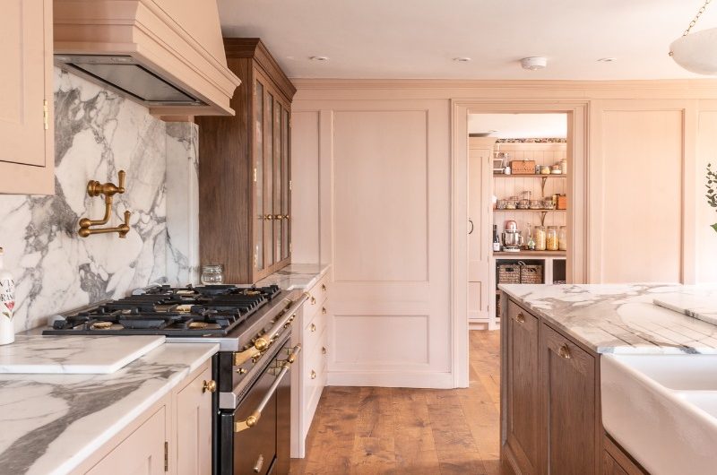 View from the pink kitchen into the walk-in pantry.
