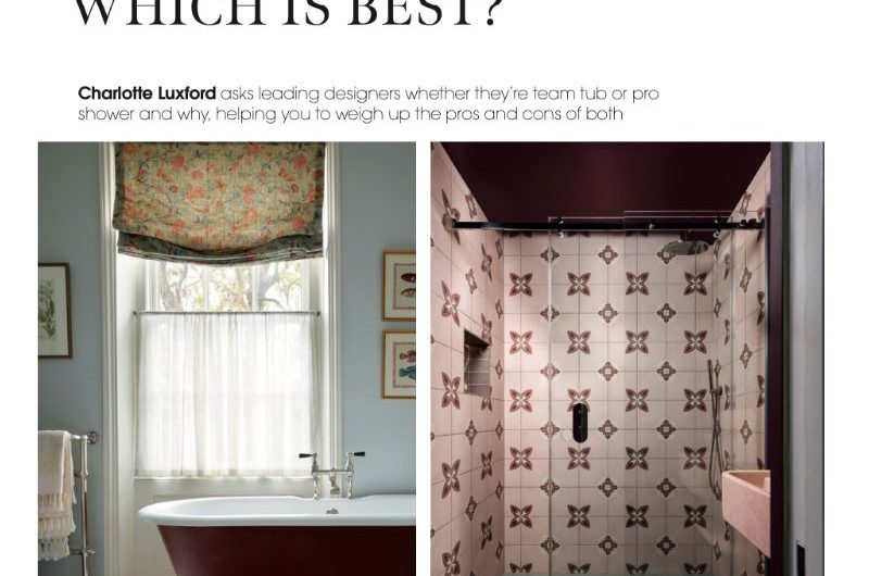 Magazine feature about choosing between a bath or a shower in your new design.