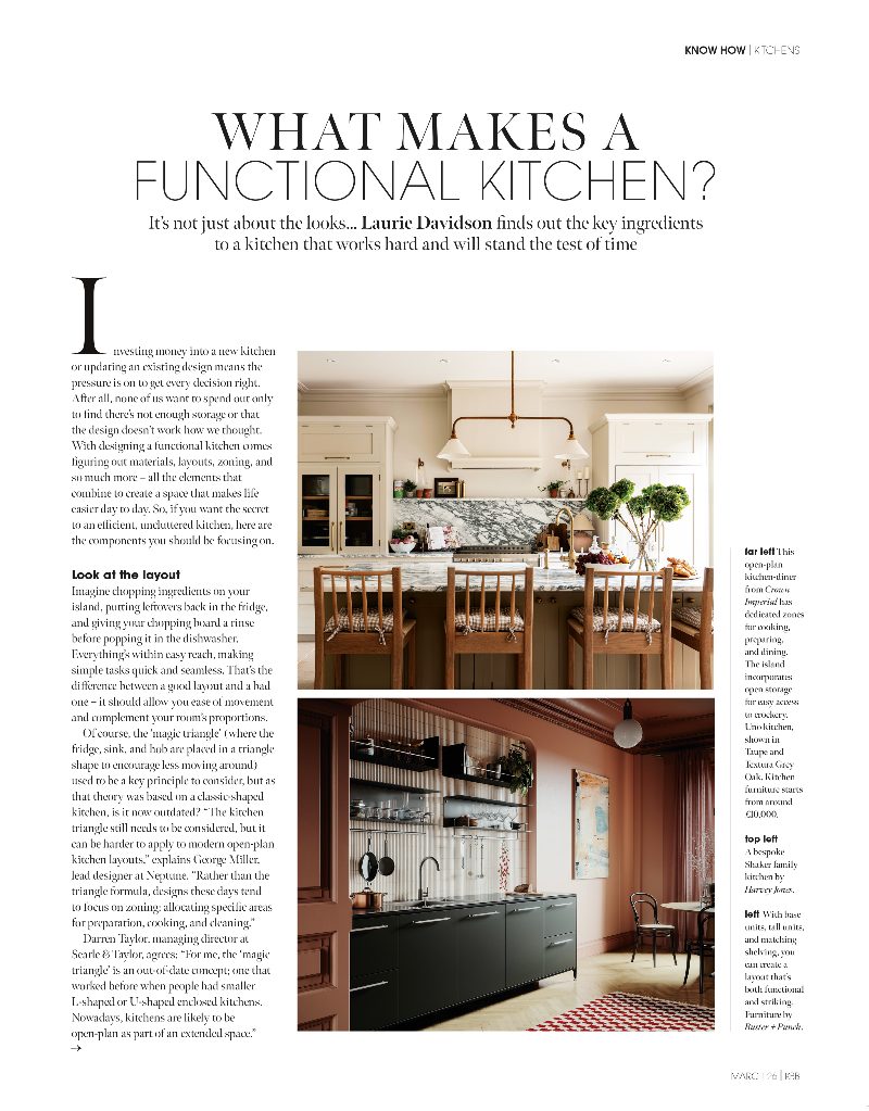 Kitchens Bedrooms & Bathrooms magazine feature on what makes a functional kitchen.