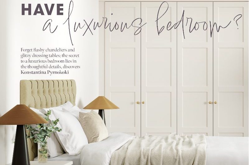 Magazine article about designing a luxurious bedroom.