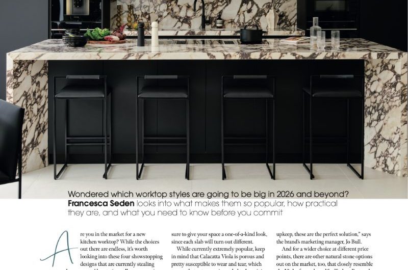 Magazine feature about kitchen worktops with wow factor.
