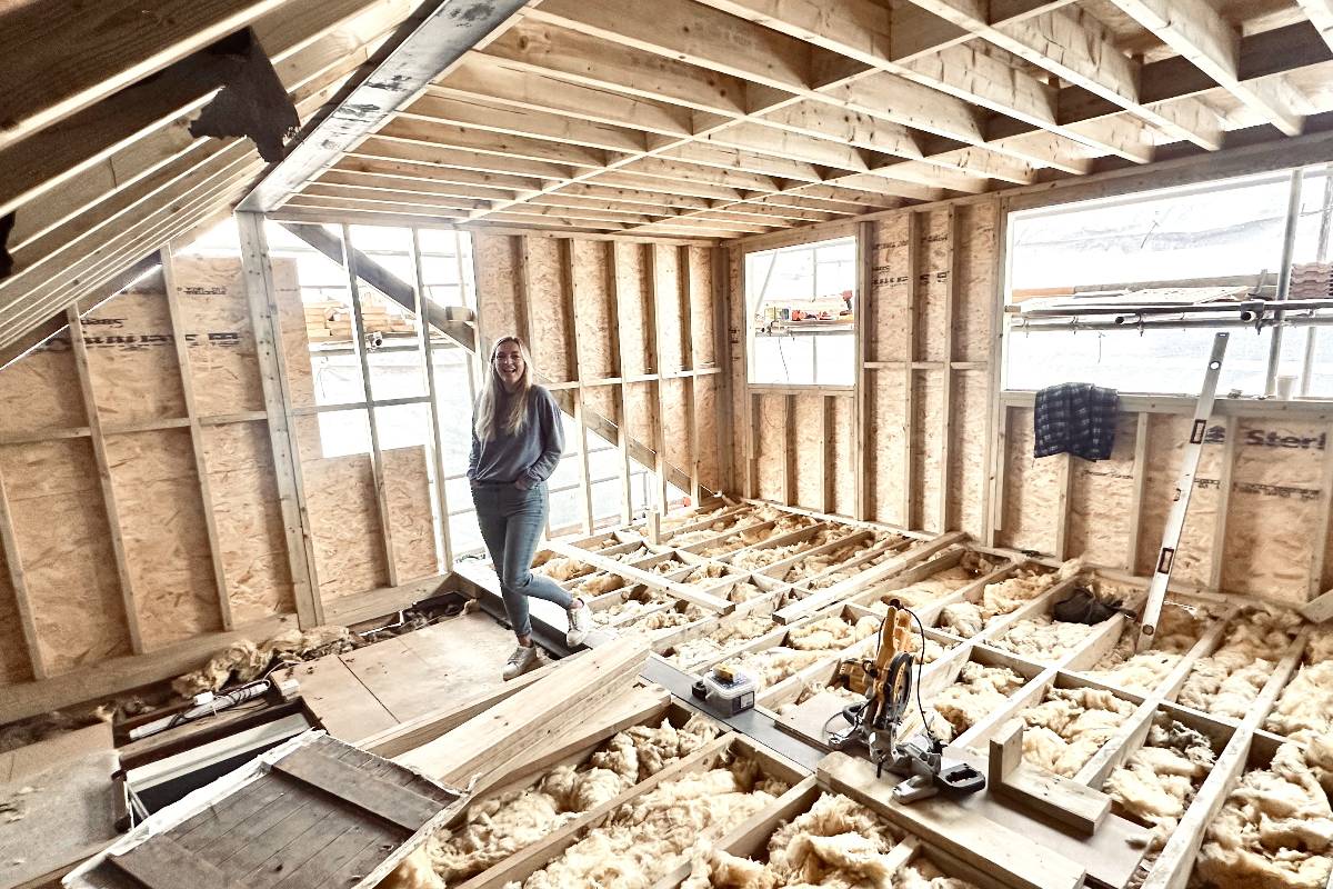 Homeowner checking out the progress of the loft building works.