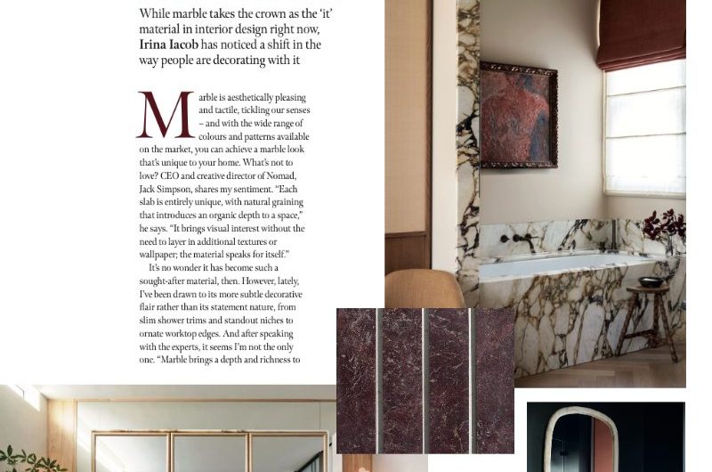 KBB magazine article about styling with stone this spring.