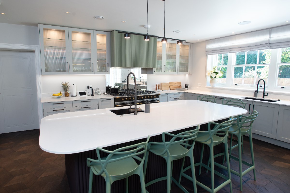 fluted glass kitchen cabinets