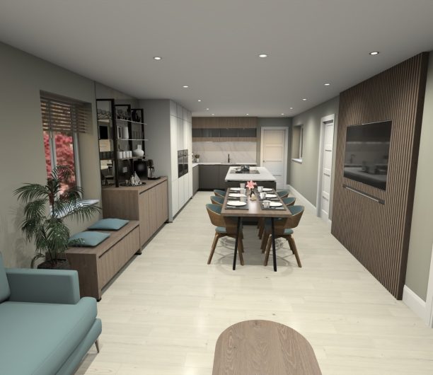 Clever redesign of an awkwardly shaped open-plan kitchen-diner