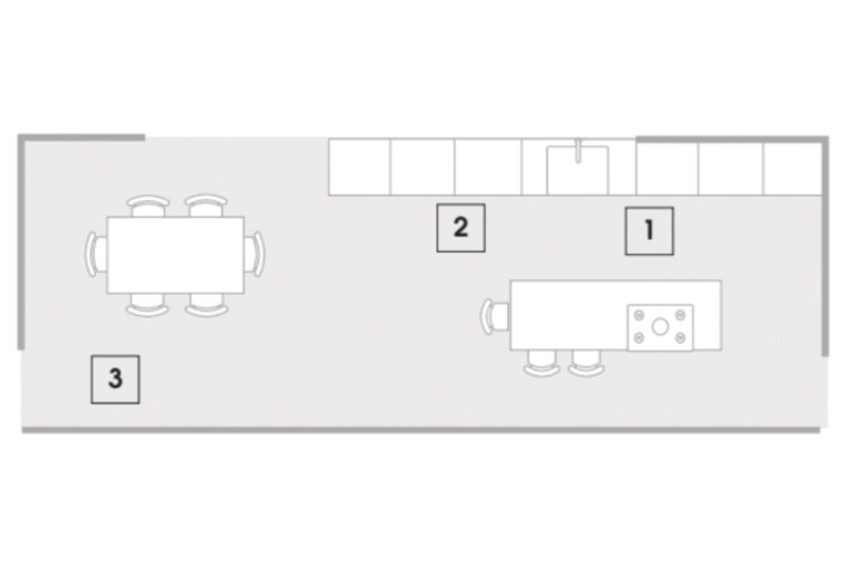 Clever redesign of an awkwardly shaped open-plan kitchen-diner