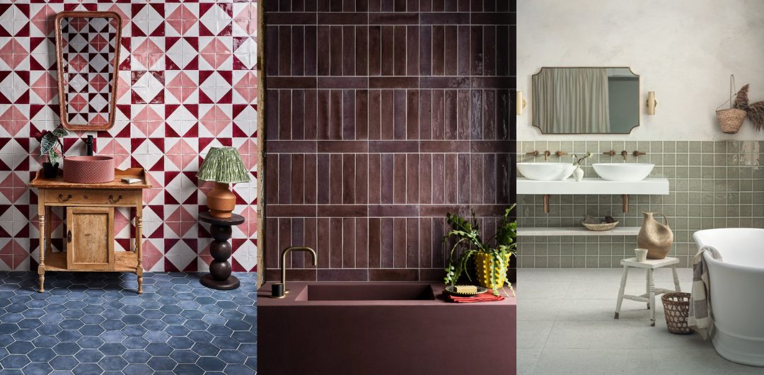 Bathroom tile trends for 2025: jewel tones, marble, and more