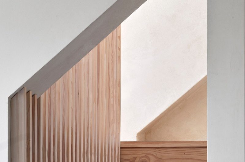 Stairwell with insulation.