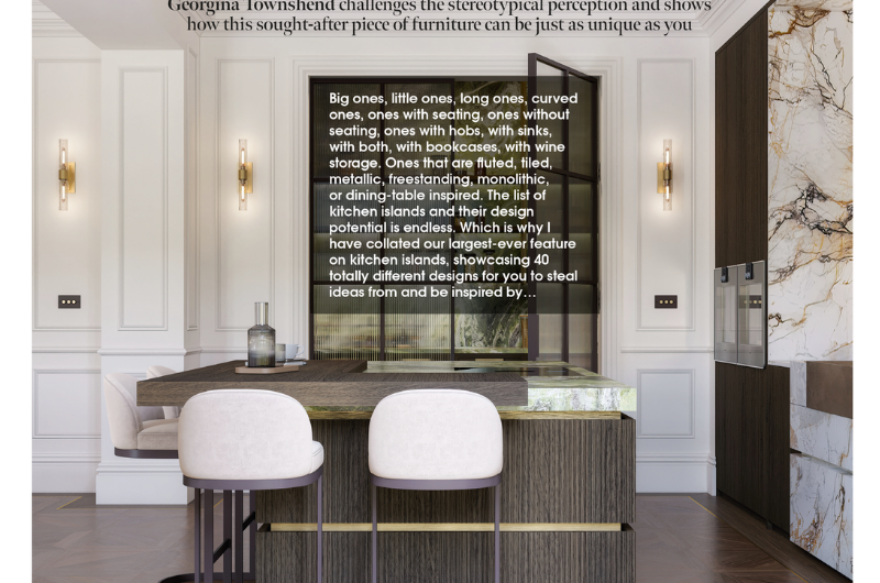 Kitchens Bedrooms & Bathrooms magazine article about kitchen islands.