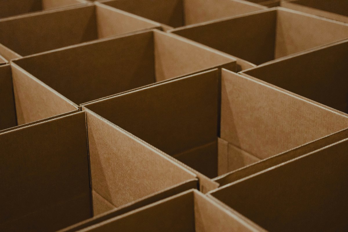 Cardboard boxes.