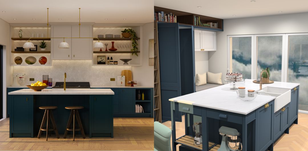 Blue kitchen drawings
