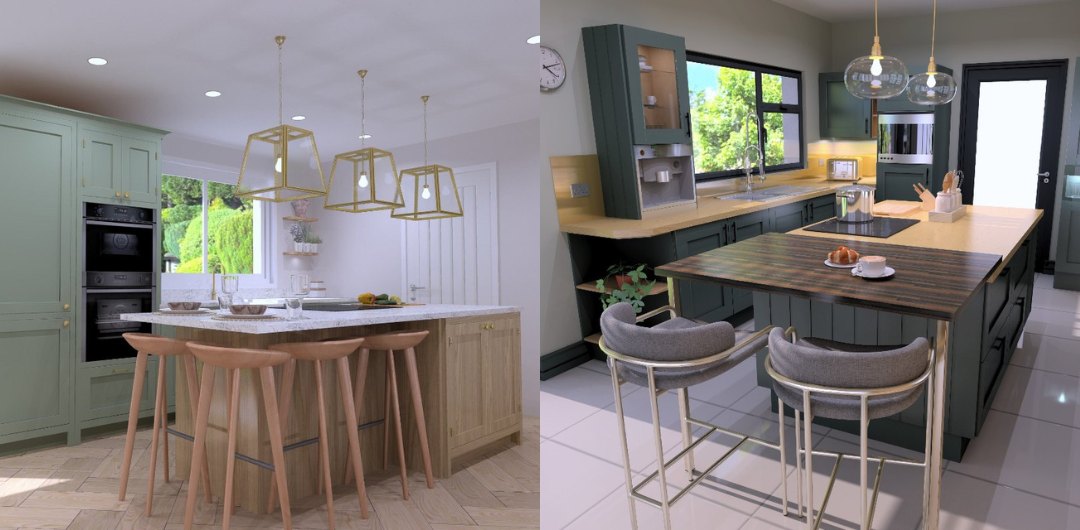 Dark green kitchen