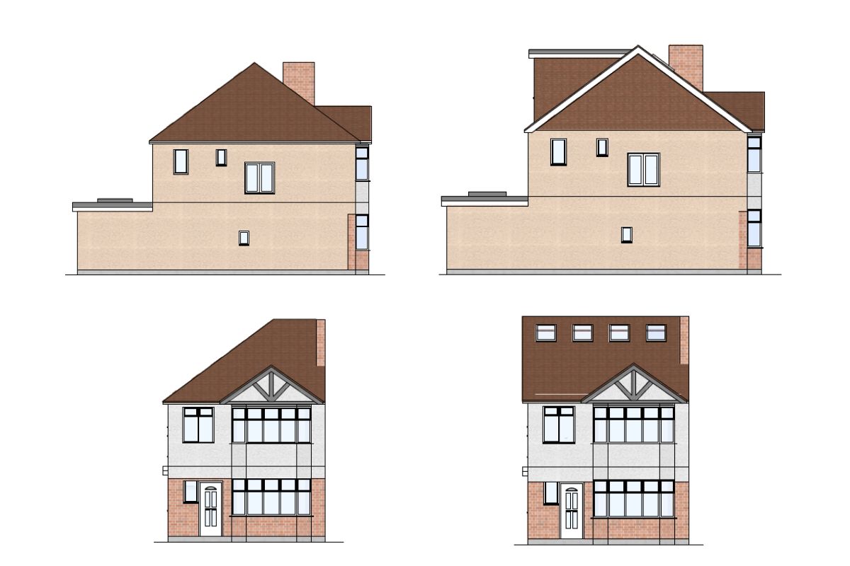 Plans for the new loft conversion: eaves space, walk-in wardrobe, main bedroom, and ensuite.