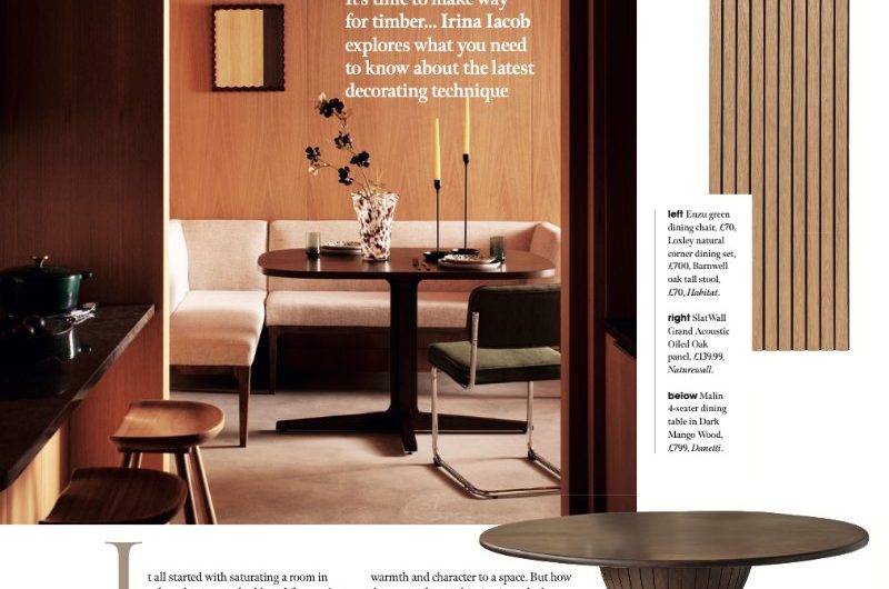 Magazine feature on the wood drenching trend.