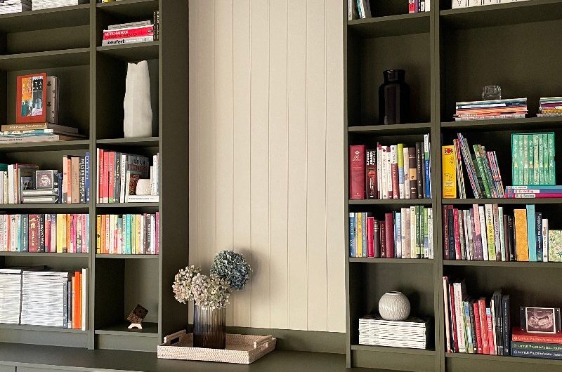 A home office renovation project drenched in green.