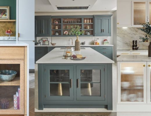 kitchen island with glass