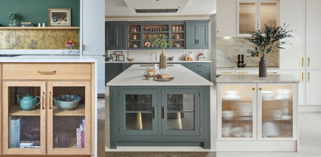 kitchen island with glass