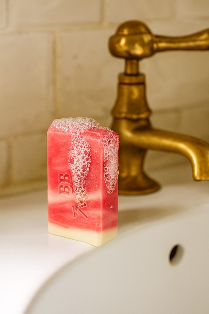 Closeup at an olive oil soap.