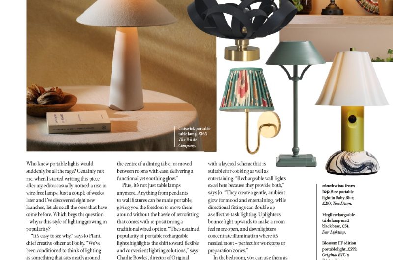 Kitchens Bedrooms & Bathrooms magazine feature on portable lamps.